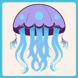 blue sea an jellyfish with purple and white body