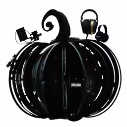 a black headphone case and a pair of headphones