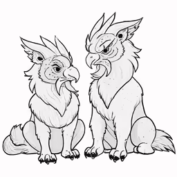 two foxes are sitting next to each other
