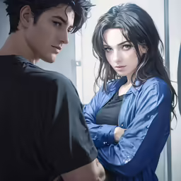 a man standing next to a pretty young woman