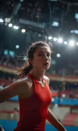 a young woman is getting ready to compete in a competition