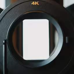 the back view of a camera lens with fourk logo