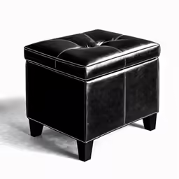 a black ottoman that has no seat in it