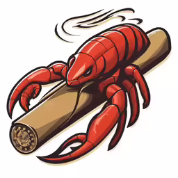the red crab with long legs and legs is holding a rolling pin