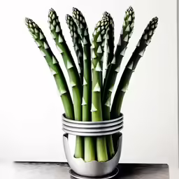 a metal container containing a bunch of green plants