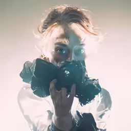 a woman with glasses is taking a photo of herself