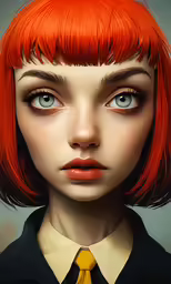a redhead haired girl with big blue eyes