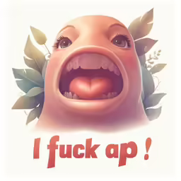 an art print that has a weird mouth with leaves