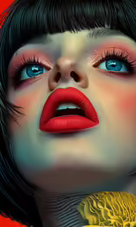 an image of a female with a red lipstick