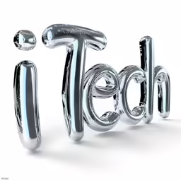 an english word spelled out of shiny chrome letters