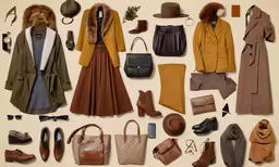 a variety of items displayed on white paper