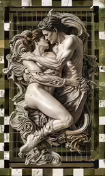 a picture of two people in a sculpture of nude