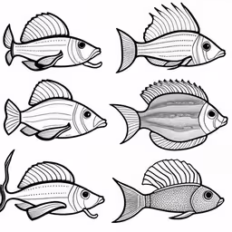 fish set for coloring - the drawing book