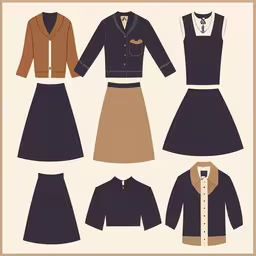 a group of clothes that are paper dolls,paper doll with dresses and clothes for children