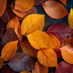 the leaves of the tree have been colored red, yellow, and orange