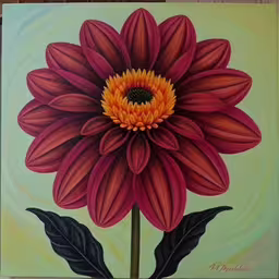 painting of a big red flower on canvas,this is a large purple flower painted on canvas