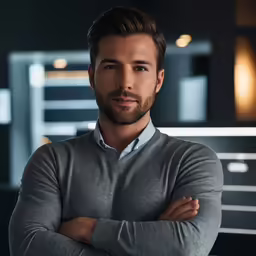 a man standing and looking into the camera