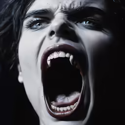 a woman with the open mouth in a pose