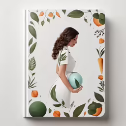 a pregnant woman in white is holding an orange
