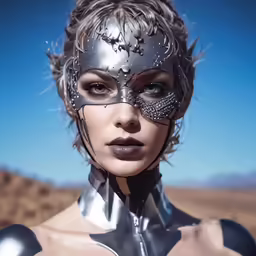 a woman wearing a mask with wings and nipples