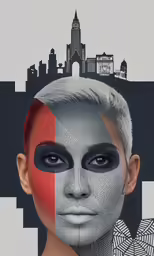 a close up of a person with various face shapes