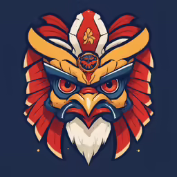an ornate colored design with a bald eagle head