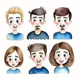 a drawing of some people with facial expressions,the different facial expressions are depicted in this drawing