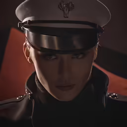 a young woman dressed as a female soldier