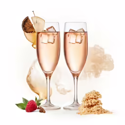 champagne and candy next to a bowl of sugar