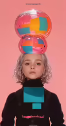 a doll wearing two balls on top of her head