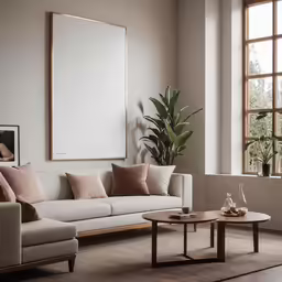 this living room is decorated with art and decor