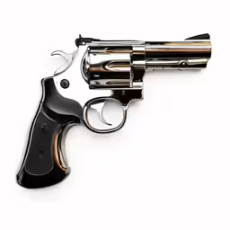 a revolver on a white background