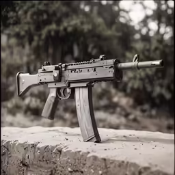 an ak rifle that has been modified to look like it has been used in the movie alien army
