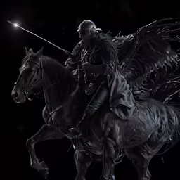 a man riding on the back of a white horse