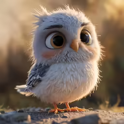 a close up of a bird with large eyes