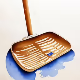 an image of an old broom leaning on it