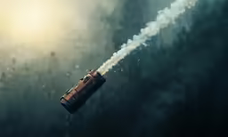 an air - foggy rocket launching into the sky