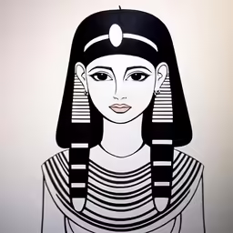 a drawing of an egyptian woman with blue eyes