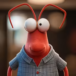 a small red bug with two big eyes