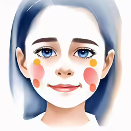 a young woman with multiple circles on her face
