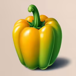 a green and yellow pepper is in the center of an illustration