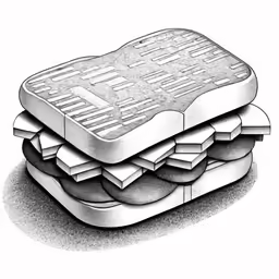 a stack of food sits on the floor