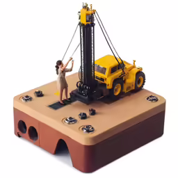 a model figurine of a man standing on a construction site