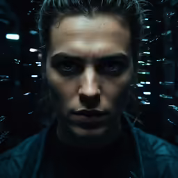 the head and shoulders of a man in front of an abstract background