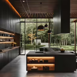 there is a view of a kitchen in the house