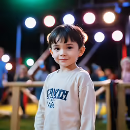 the young boy is smiling for a photo