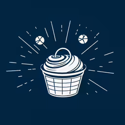 an image of a cupcake with toppings coming out