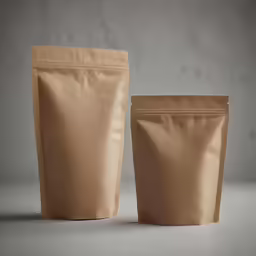two empty brown bags are next to each other