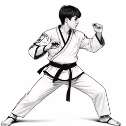 drawing of karate figure with white kimono
