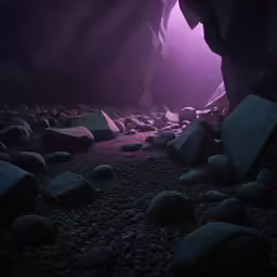 a cavern is shown with rocks and water